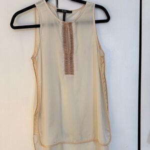 BCBG Cream Sheer Tunic Blouse